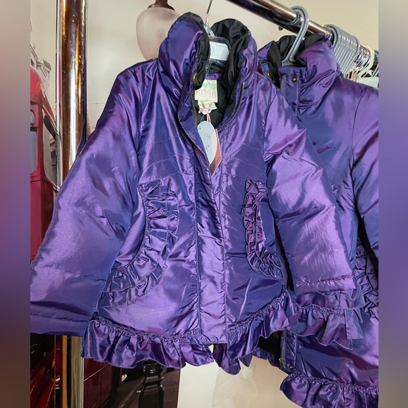 Girls Down-Filled Iridescent Purple Winter Coat - Picture 3 of 8